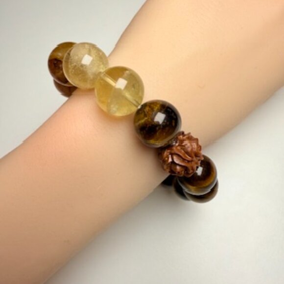 Tiger Eye × Golden Rutilated Quartz Bracelet - Picture 14 of 14
